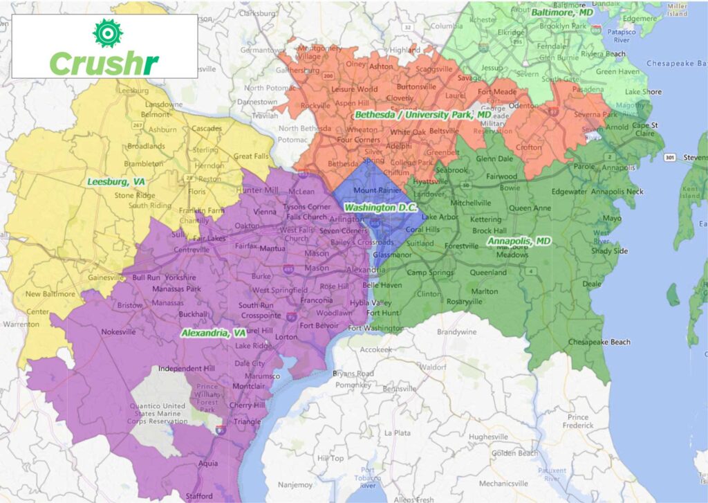 Crushr Washington D.C. Service Areas